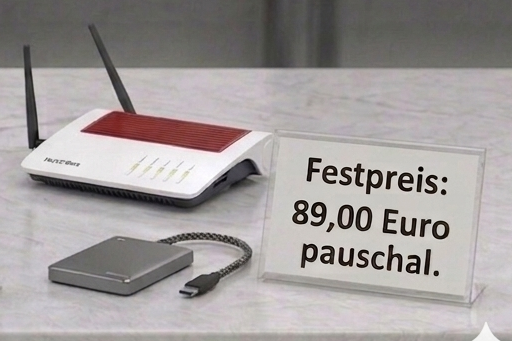 Netzwerk & Premium: Einrichtung Standard. Wahlweise Einrichtung des Heimnetzes (Fritz!Box) oder Durchführung eines Sicherheits-Checks (Backup und Virenschutz). Preis: 89,00 Euro pauschal.